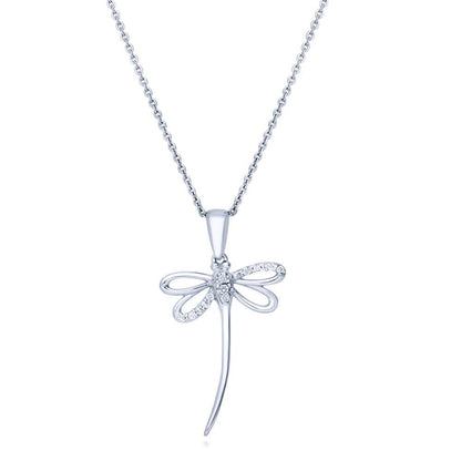 Dragonfly CZ Necklace in Sterling Silver