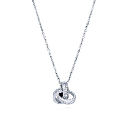 Love Knot CZ Necklace and Earrings in Sterling Silver