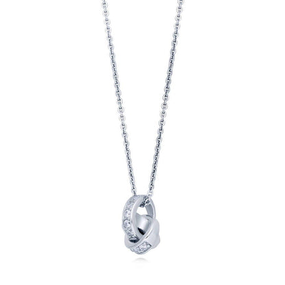 Love Knot CZ Necklace and Earrings in Sterling Silver