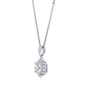 Front view of Flower CZ Pendant Necklace in Sterling Silver, Clear