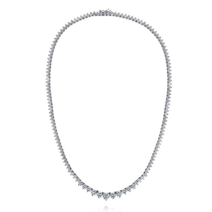Graduated CZ Tennis Necklace in Sterling Silver