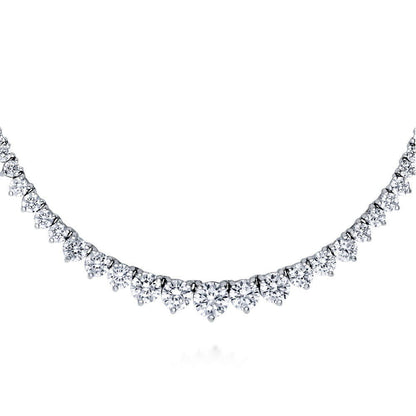 Graduated CZ Tennis Necklace in Sterling Silver