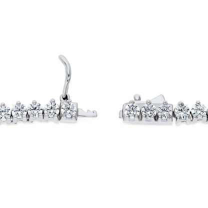 Graduated CZ Tennis Necklace in Sterling Silver