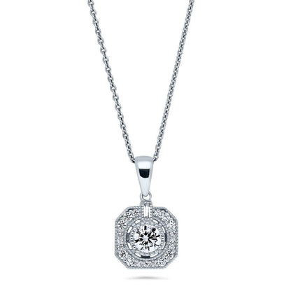Art Deco CZ Necklace and Earrings in Sterling Silver