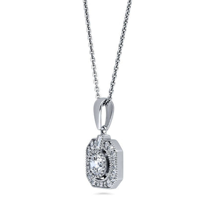 Art Deco CZ Necklace and Earrings in Sterling Silver