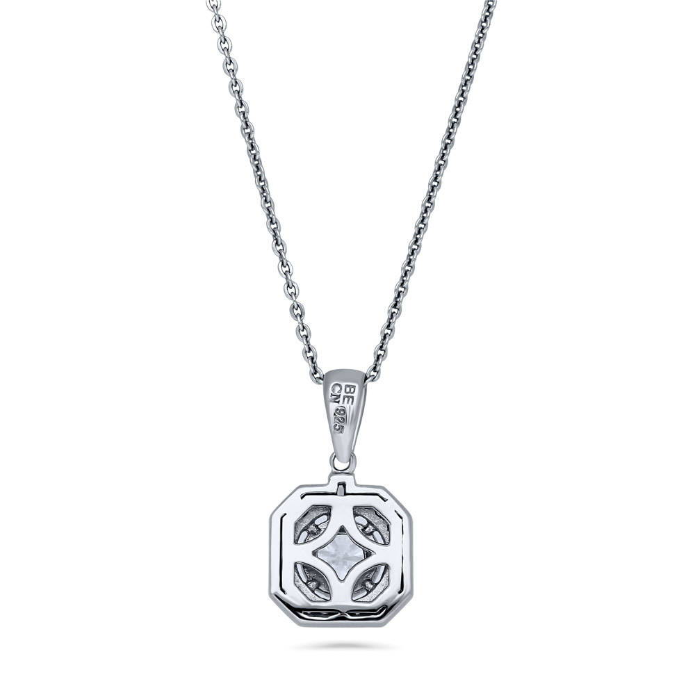 Angle view of Art Deco CZ Necklace and Earrings in Sterling Silver, 11 of 12