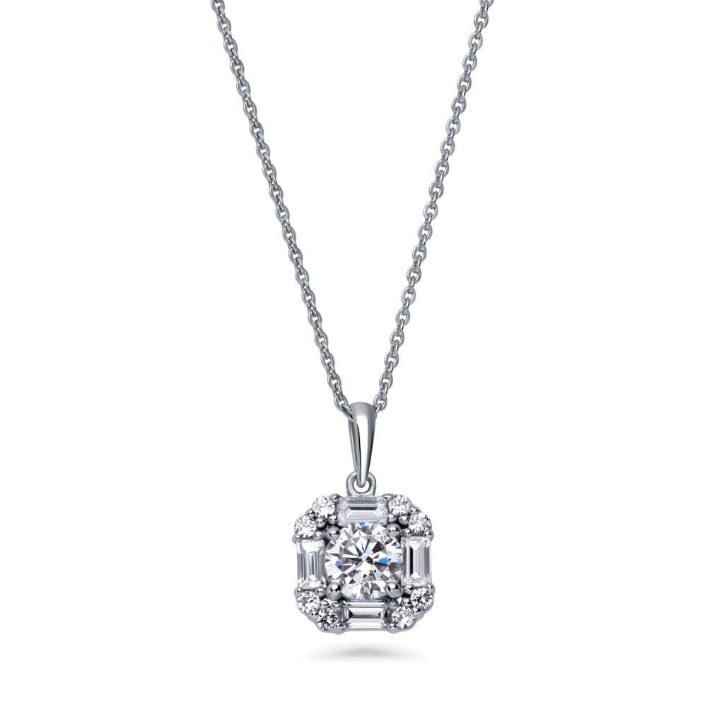 Halo Art Deco CZ Necklace and Earrings in Sterling Silver, 5 of 12