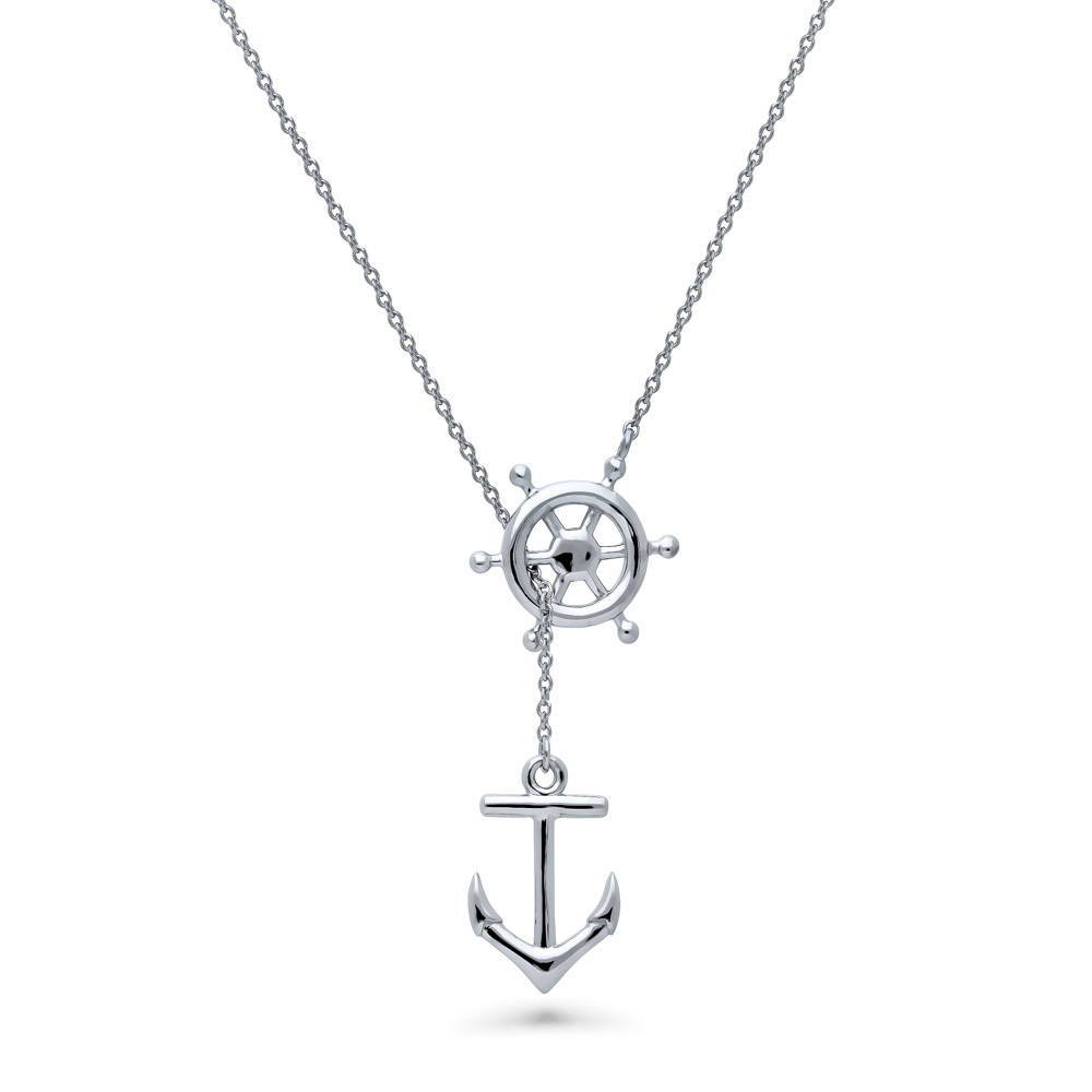 Anchor Helm Lariat Necklace in Sterling Silver
