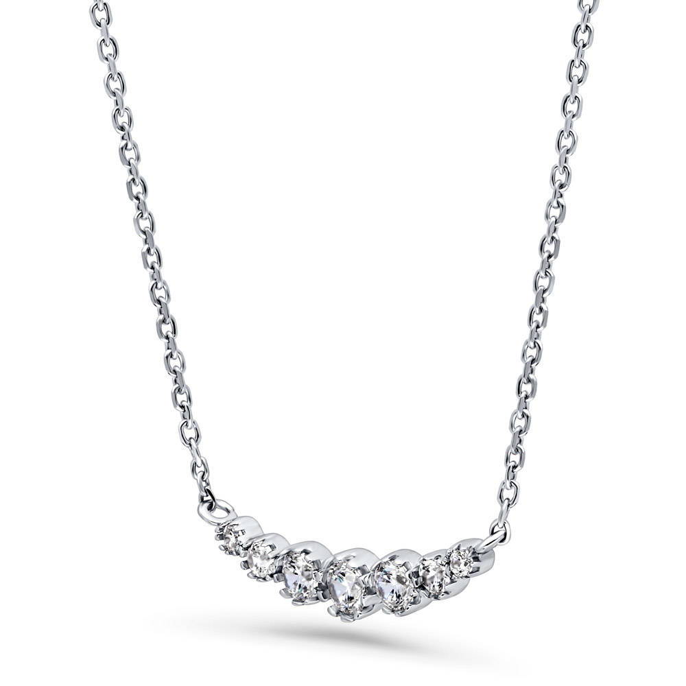 Graduated Bubble CZ Pendant Necklace in Sterling Silver