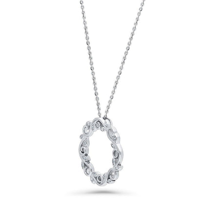 Leaf Filigree CZ Necklace and Earrings in Sterling Silver
