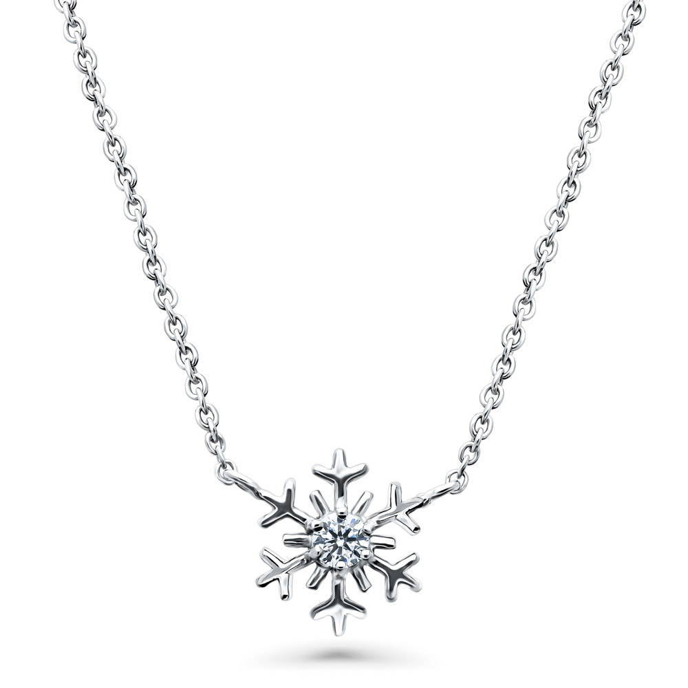 Snowflake CZ Necklace in Sterling Silver, 1 of 5