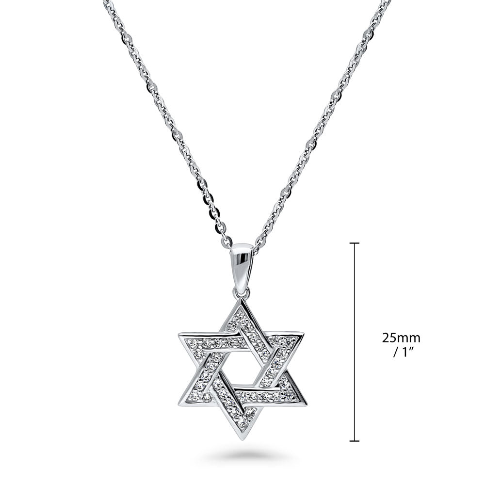 Angle view of Star of David CZ Necklace in Sterling Silver, 5 of 7
