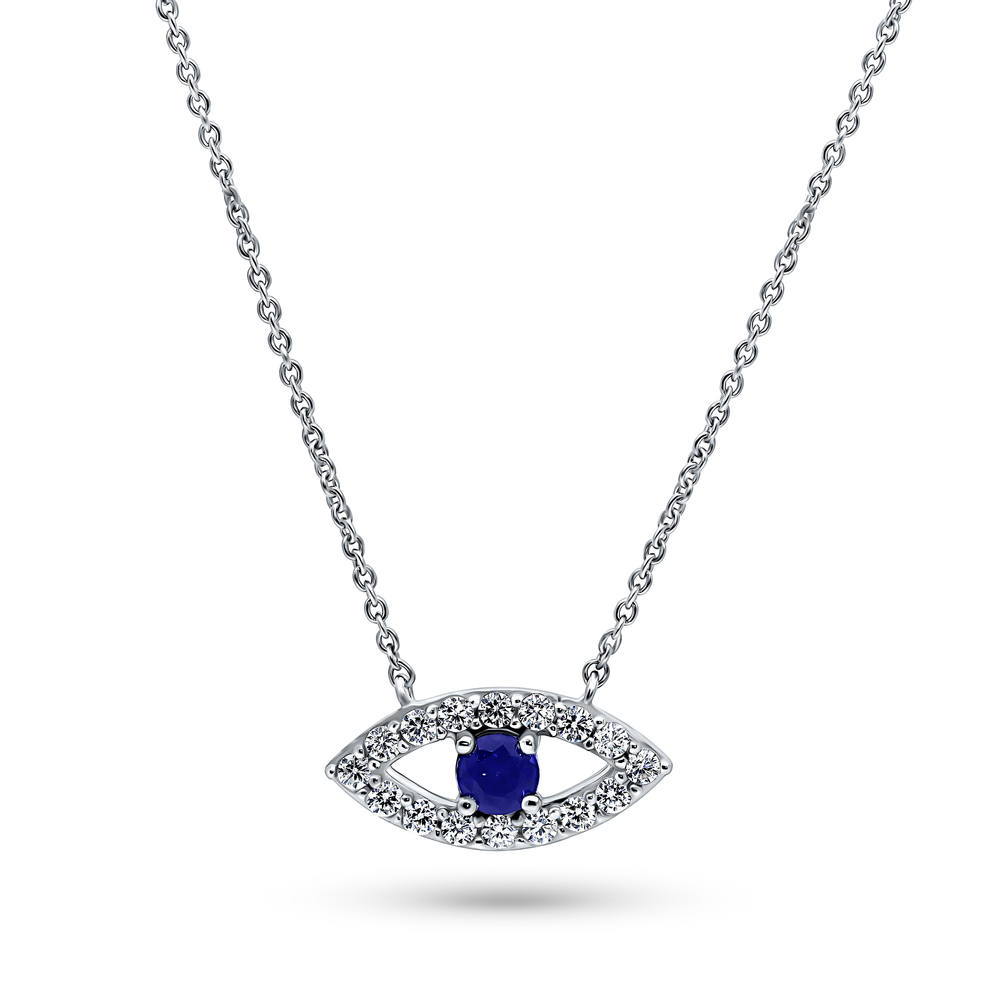 Evil Eye CZ Chain Necklace in Sterling Silver, 2 Piece