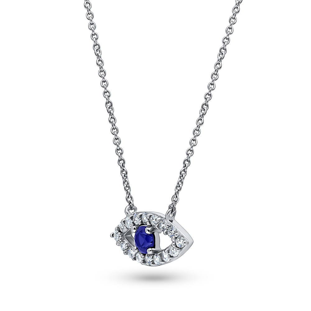 Evil Eye CZ Chain Necklace in Sterling Silver, 2 Piece