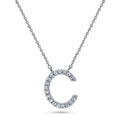 Initial Letter CZ Necklace in Sterling Silver, C