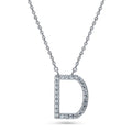 Initial Letter CZ Necklace in Sterling Silver, D