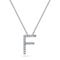 Initial Letter CZ Necklace in Sterling Silver, F