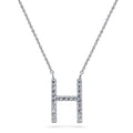 Initial Letter CZ Necklace in Sterling Silver, H