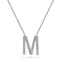 Initial Letter CZ Necklace in Sterling Silver, M