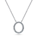 Initial Letter CZ Necklace in Sterling Silver, O