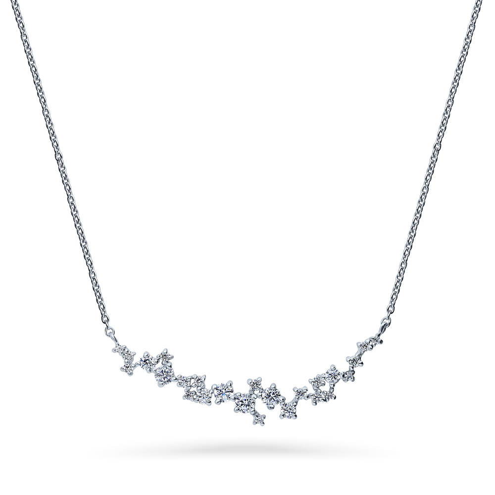 Cluster Bar CZ Necklace in Sterling Silver, 1 of 7
