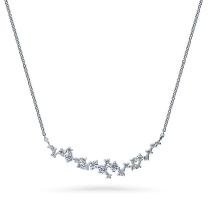 Cluster Bar CZ Necklace in Sterling Silver