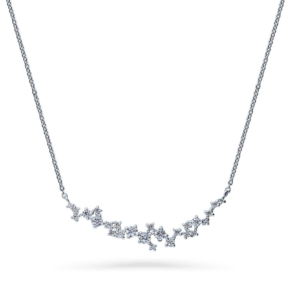 Bar Cluster CZ Necklace and Earrings Set in Sterling Silver, 5 of 11