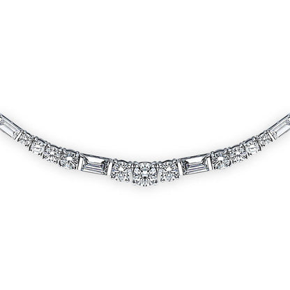 Art Deco CZ Layered Tennis Necklace Set in Sterling Silver