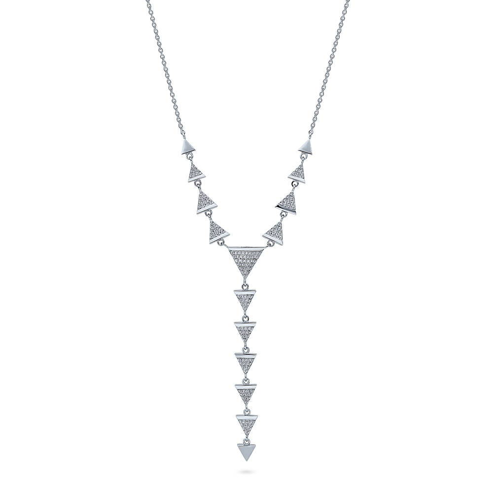 Triangle CZ Lariat Necklace in Sterling Silver