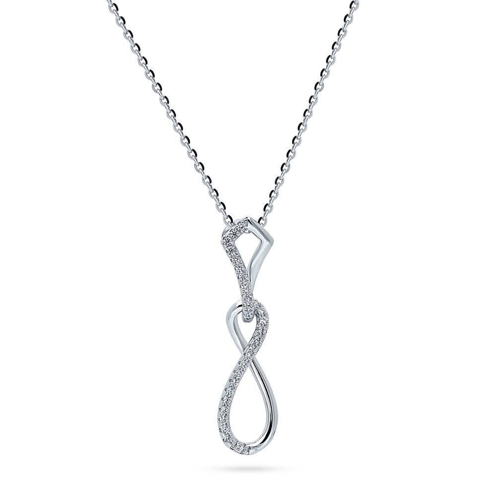Infinity CZ Pendant Necklace in Sterling Silver, 1 of 5