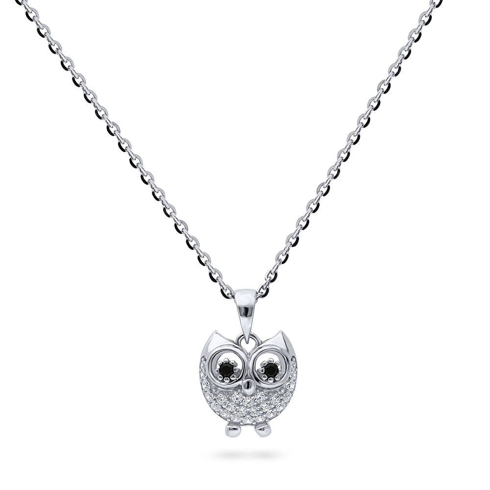 Owl CZ Necklace and Earrings in Sterling Silver, 5 of 9