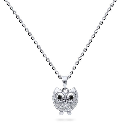 Owl CZ Necklace and Earrings in Sterling Silver