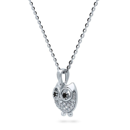 Owl CZ Necklace and Earrings in Sterling Silver
