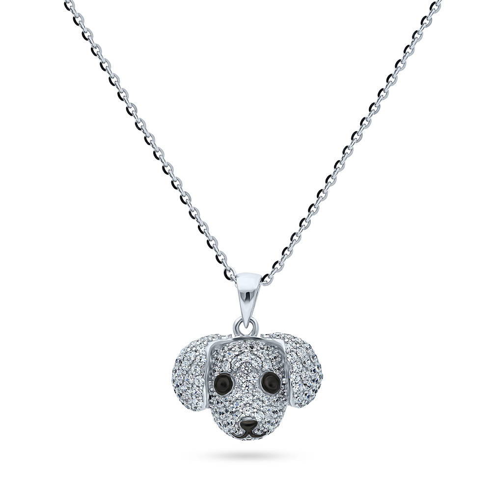 Puppy CZ Pendant Necklace in Sterling Silver