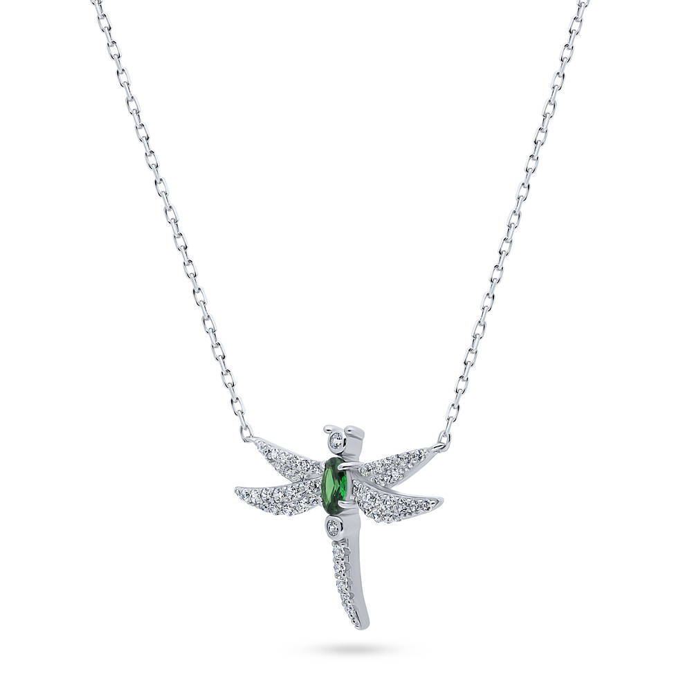 Dragonfly CZ Pendant Necklace in Sterling Silver