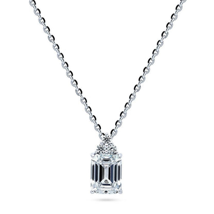 Solitaire 2.1ct/4.2ct Emerald Cut CZ Set in Sterling Silver
