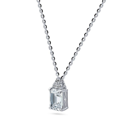 Solitaire 2.1ct/4.2ct Emerald Cut CZ Set in Sterling Silver