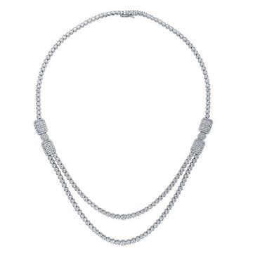 Art Deco CZ Statement Tennis Necklace in Sterling Silver
