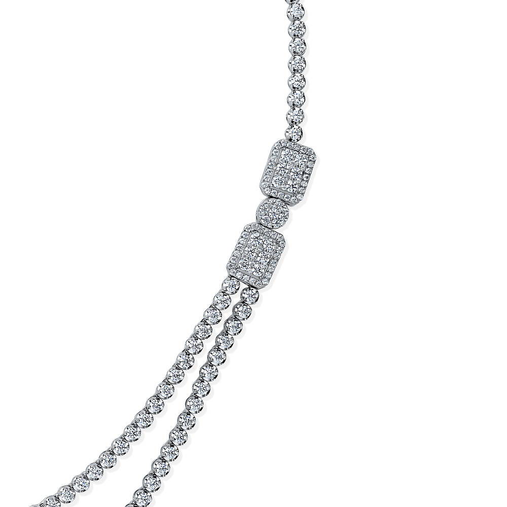 Front view of Art Deco CZ Tennis Necklace in Sterling Silver, 4 of 8