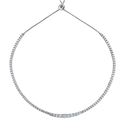 Graduated CZ Tennis Necklace in Sterling Silver