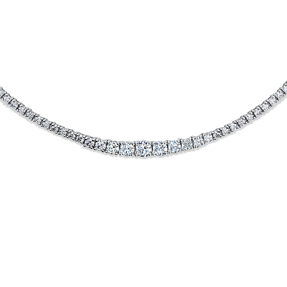Graduated CZ Tennis Necklace in Sterling Silver