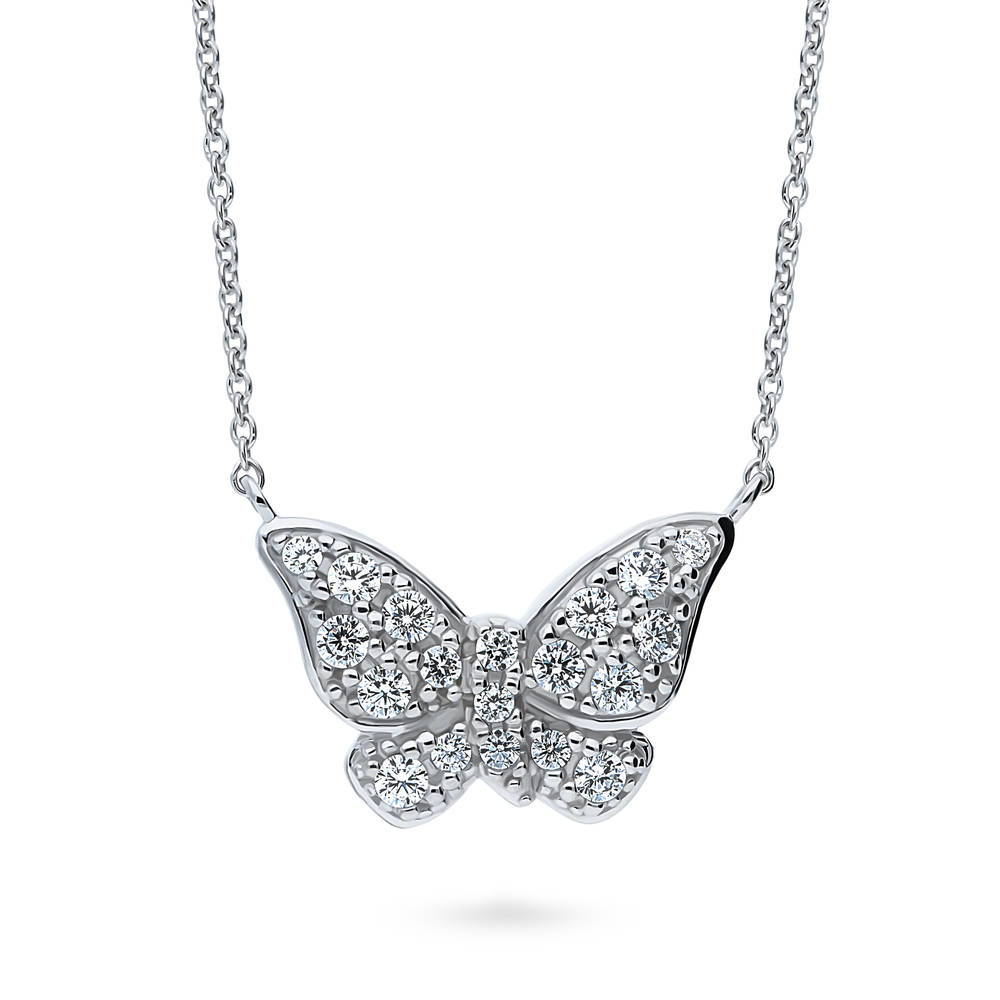 Butterfly CZ Necklace in Sterling Silver, 1 of 6