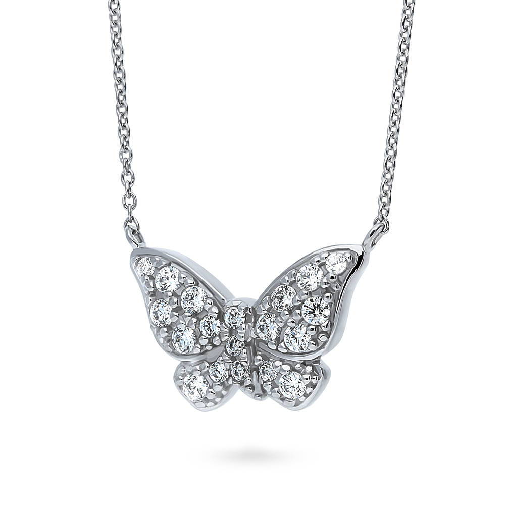 Butterfly CZ Necklace in Sterling Silver