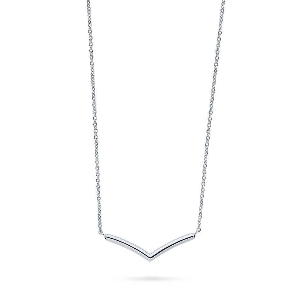 Wishbone Chevron Pendant Necklace in Sterling Silver