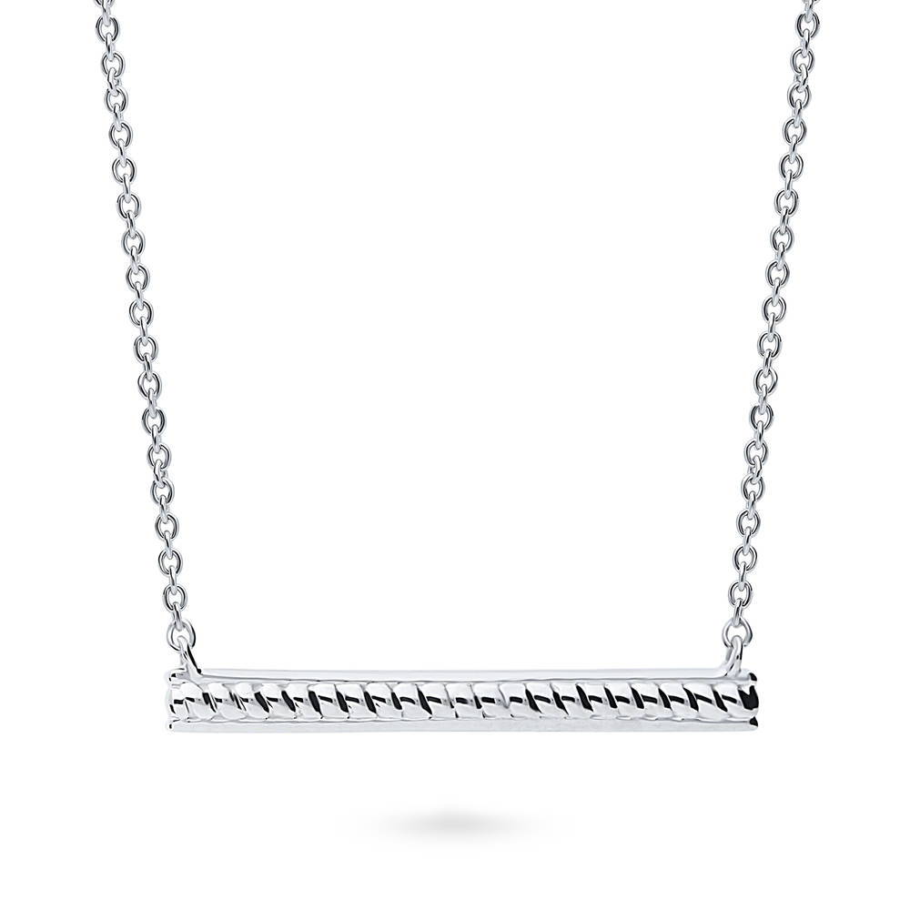 Bar Cable Pendant Necklace in Sterling Silver