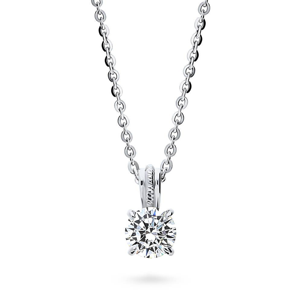 Solitaire 0.8ct CZ Necklace in Sterling Silver, 1 of 5