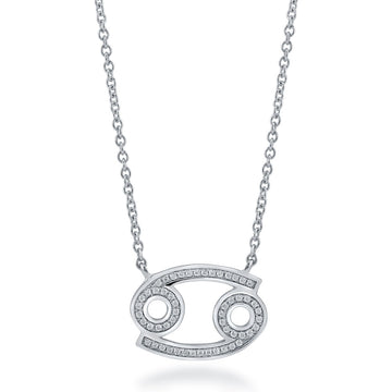 Zodiac Cancer CZ Pendant Necklace in Sterling Silver