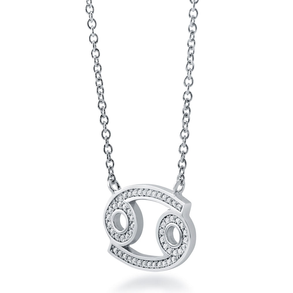 Zodiac Cancer CZ Pendant Necklace in Sterling Silver