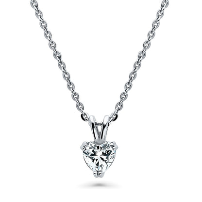 Solitaire 0.7ct Heart CZ Necklace in Sterling Silver