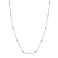 Station CZ Station Necklace in Sterling Silver, Rhodium Plated / 16 inch + 2 inch extension